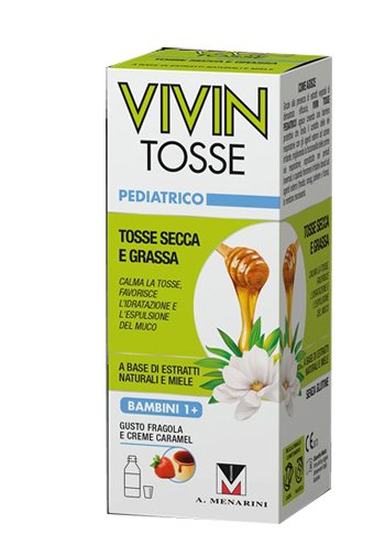 VIVIN TOSSE PEDIATRICO SCIROPPO PER TOSSE SECCA E GRASSA GUSTO FRAGOLA E CREME CARAMEL 150 ML - Dolomiti e Natura
