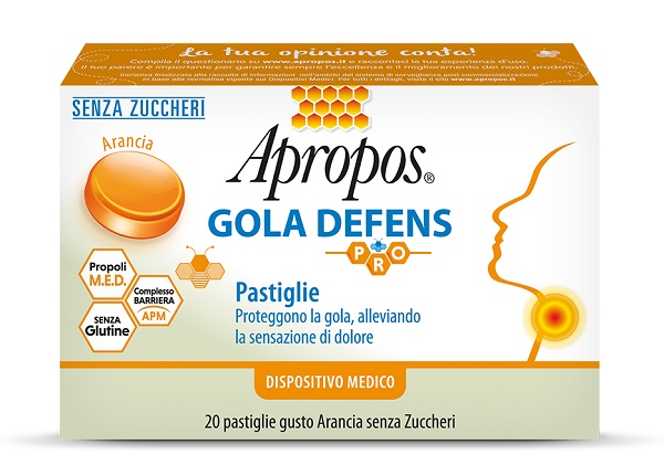 APROPOS GOLA DEFENS PRO 20 PASTIGLIE ARANCIA SENZA ZUCCHERO - Dolomiti e Natura