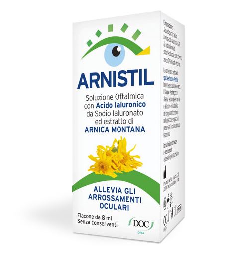 ARNISTIL SOLUZIONE OFTALMICA ACIDO IALURONICO 0,2% + ESTRATTO DI ARNICA MONTANA 0,1% FLACONE 8 ML - Dolomiti e Natura
