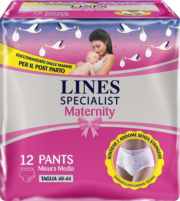 LINES SPECIALIST MATERNITY MUTANDINA ASSORBENTE PER PERDITE POST PARTO MISURA MEDIUM 12 PEZZI - Dolomiti e Natura
