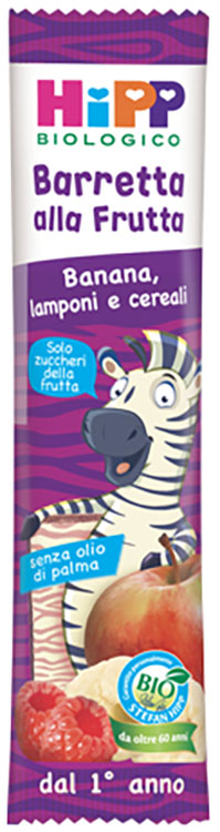 HIPP BIO BARRETTA ALLA FRUTTA BANANA/LAMPONI/CEREALI 23 G - Dolomiti e Natura