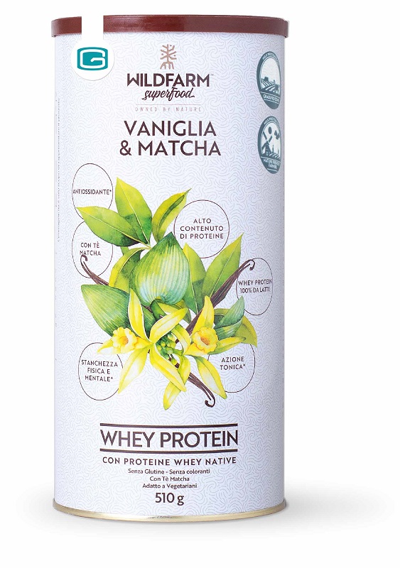 WILDFARM SUPERFOOD WHEY PROTEIN VANIGLIA & MATCHA 510 G - Dolomiti e Natura