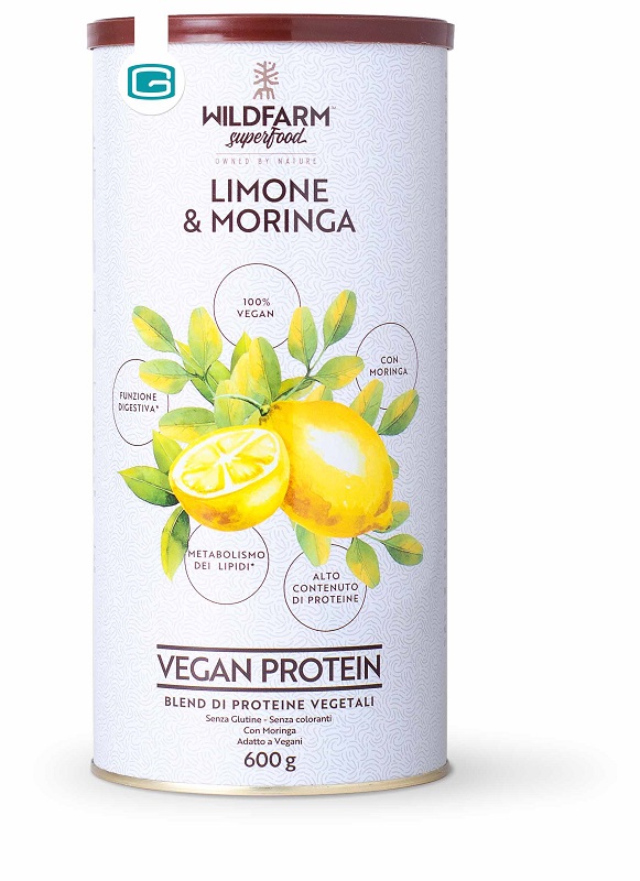 WILDFARM SUPERFOOD VEGAN PROTEIN LIMONE & MORINGA 600 G - Dolomiti e Natura