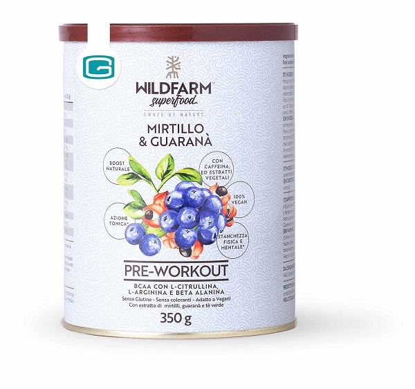 WILDFARM SUPERFOOD PRE WORKOUT MIRTILLO & GUARANA' 350 G - Dolomiti e Natura