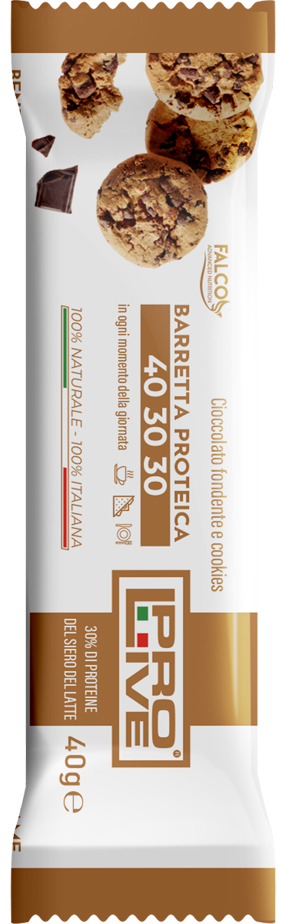 PROLIVE 40 30 30 BARRETTA PROTEICA CIOCCOLATO FONDENTE/COOKIES 40 G - Dolomiti e Natura