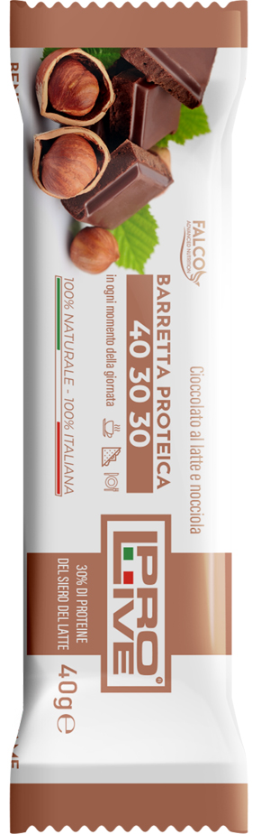 PROLIVE 40 30 30 BARRETTA PROTEICA CIOCCOLATO AL LATTE/NOCCIOLA 40 G - Dolomiti e Natura