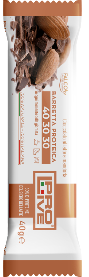 PROLIVE 40 30 30 BARRETTA PROTEICA CIOCCOLATO AL LATTE/MANDORLA 40 G - Dolomiti e Natura