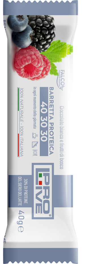PROLIVE 40 30 30 BARRETTA PROTEICA CIOCCOLATO BIANCO/FRUTTI DI BOSCO 40 G - Dolomiti e Natura