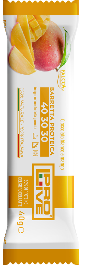 PROLIVE 40 30 30 BARRETTA PROTEICA CIOCCOLATO BIANCO/MANGO 40 G - Dolomiti e Natura