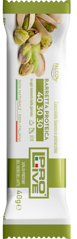 PROLIVE 40 30 30 BARRETTA PROTEICA CIOCCOLATO BIANCO/PISTACCHIO 40 G - Dolomiti e Natura
