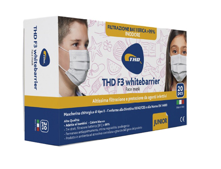 MASCHERINA CHIRURGICA THD MASK F3 WHITEBARRIER MULTI JUNIOR 20 PEZZI - Dolomiti e Natura
