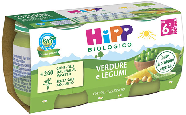 HIPP BIO OMOGENEIZZATO VERDURE/LEGUMI 2X80 G - Dolomiti e Natura