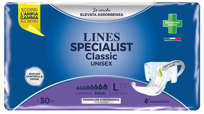 LINES SPECIALIST CLASSIC PANNOLONE MUTANDA MAXI LARGE 30 PEZZI - Dolomiti e Natura