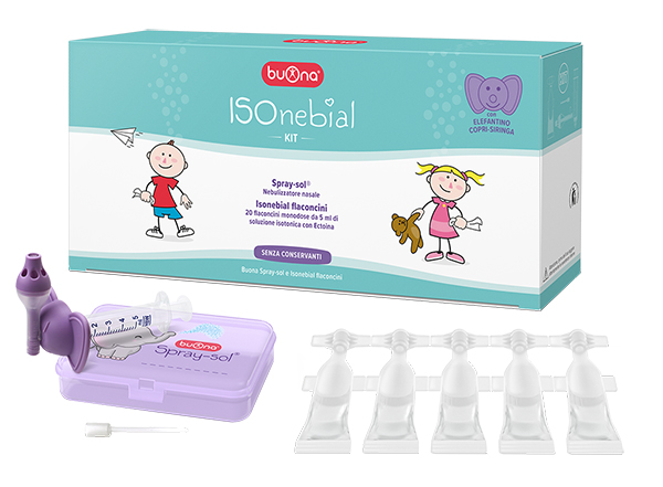 ISONEBIAL KIT PULIZIA CAVITA' NASALI 20 FLACONCINI MONODOSE 5 ML + SIRINGA LUER LOCK SOFT-JECK + AGO CANNULA + NEBULIZZATORE SPRAY - Dolomiti e Natura