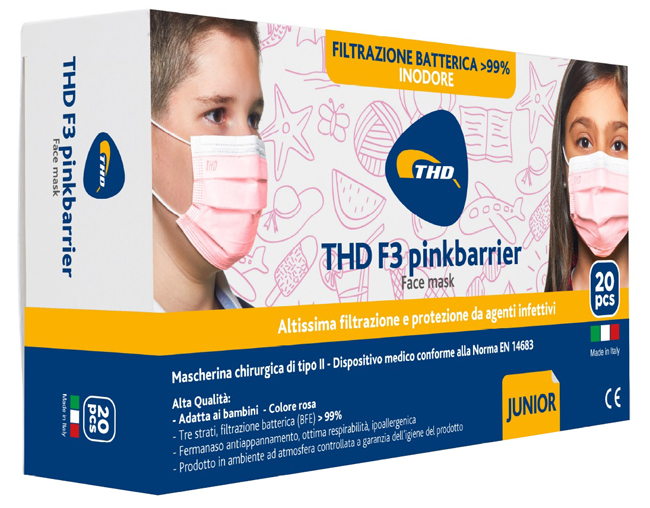 MASCHERINA CHIRURGICA THD MASK F3 PINKBARRIER TAGLIA JUNIOR 20 PEZZI - Dolomiti e Natura