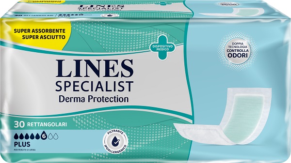 PANNOLONE PER INCONTINENZA LINES SPECIALIST DERMA RETTANGOLARE 30 PEZZI - Dolomiti e Natura