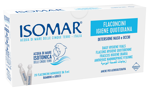 ISOMAR SOLUZIONE ISOTONICA ACQUA MARE IGIENE QUOTIDIANA 20 FLACONCINI MONODOSE 5 ML - Dolomiti e Natura