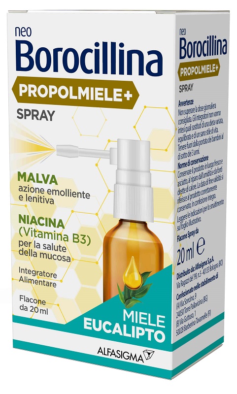 NEOBOROCILLINA PROPOLMIELE+ SPRAY MIELE EUCALIPTO 20 ML - Dolomiti e Natura