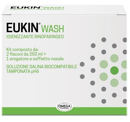 EUKIN WASH IGIENIZZANTE RINOFARINGEO KIT 2 FLACONI DA 250 ML + EROGATORE A SOFFIETTO NASALE - Dolomiti e Natura