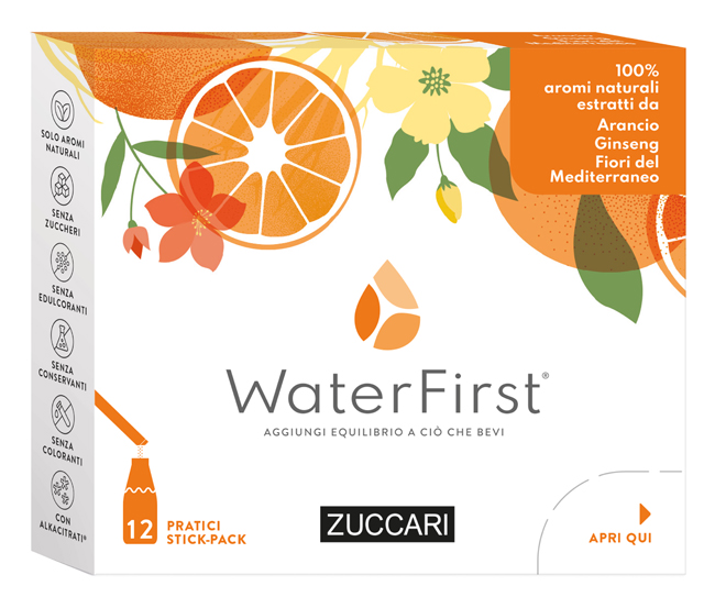 WATER FIRST ARANCIA-GINSENG-FIORI MEDITERRANEO 12 STICK PACK - Dolomiti e Natura