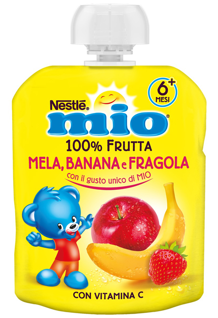 MIO POUCH OMOGENEIZZATO MELA BANANA FRAGOLA 90 G - Dolomiti e Natura