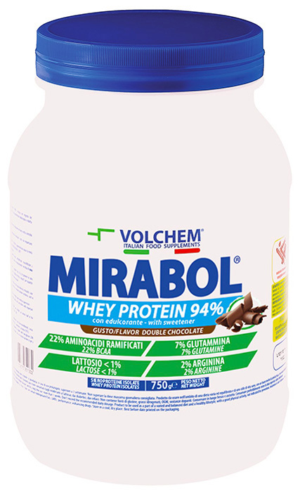 MIRABOL WHEY PROTEIN 94% DOUBLE CHOCOLATE 750 G - Dolomiti e Natura