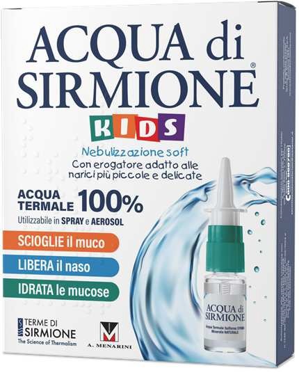ACQUA DI SIRMIONE KIDS NEBULIZZAZIONE SOFT ACQUA TERMALE 100% 6 FLACONCINI PLURIDOSE X 15 ML - Dolomiti e Natura