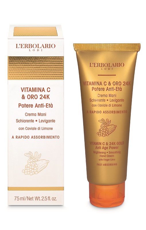 VITAMINA C & ORO 24K CREMA MANI SCHIARENTE LEVIGANTE 75 ML - Dolomiti e Natura